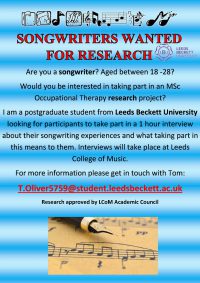 Songwriters Wanted for Research image
