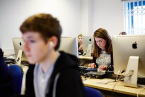 students working in a mac lab at leeds conservatoire
